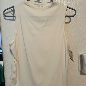 Tahari Women's Elegant White Sleeveless Blouse